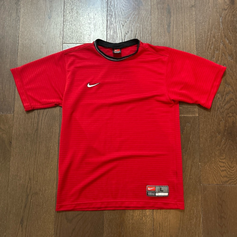 Vintage Nike Team T-Shirt Jersey L 90s Striped Swoosh Size Large